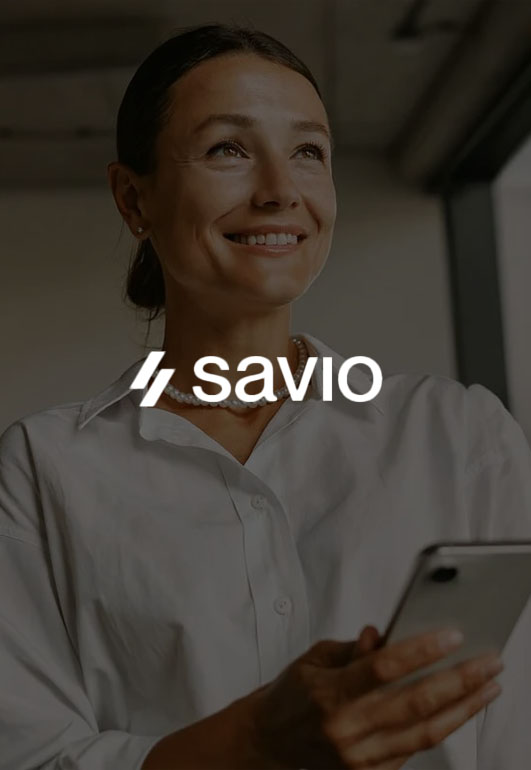 Savio white logo