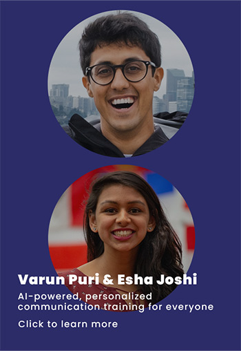 Yoodli founders Varun Puri & Esha Joshi 